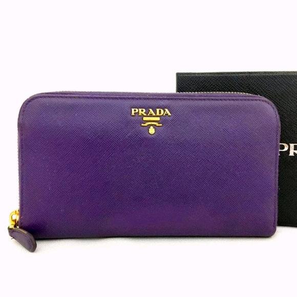 Prada Handbags - AUTG PRADA SAFFIANO PURPLE ZIP AROUND WALLET/90730